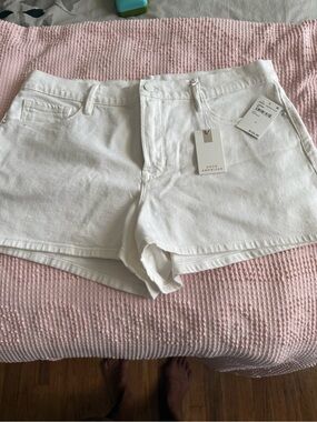 Good American White Denim High-Rise Shorts